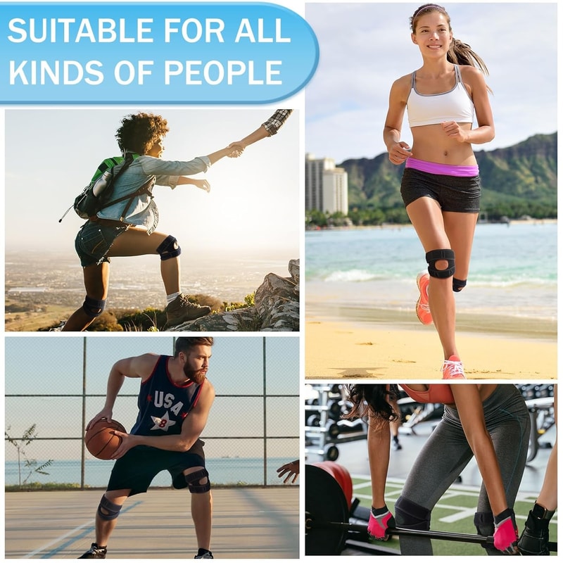 Knee Support Brace for Men & Women Adjustable Silicone Compression Sleeve Patellar Strap Wrap