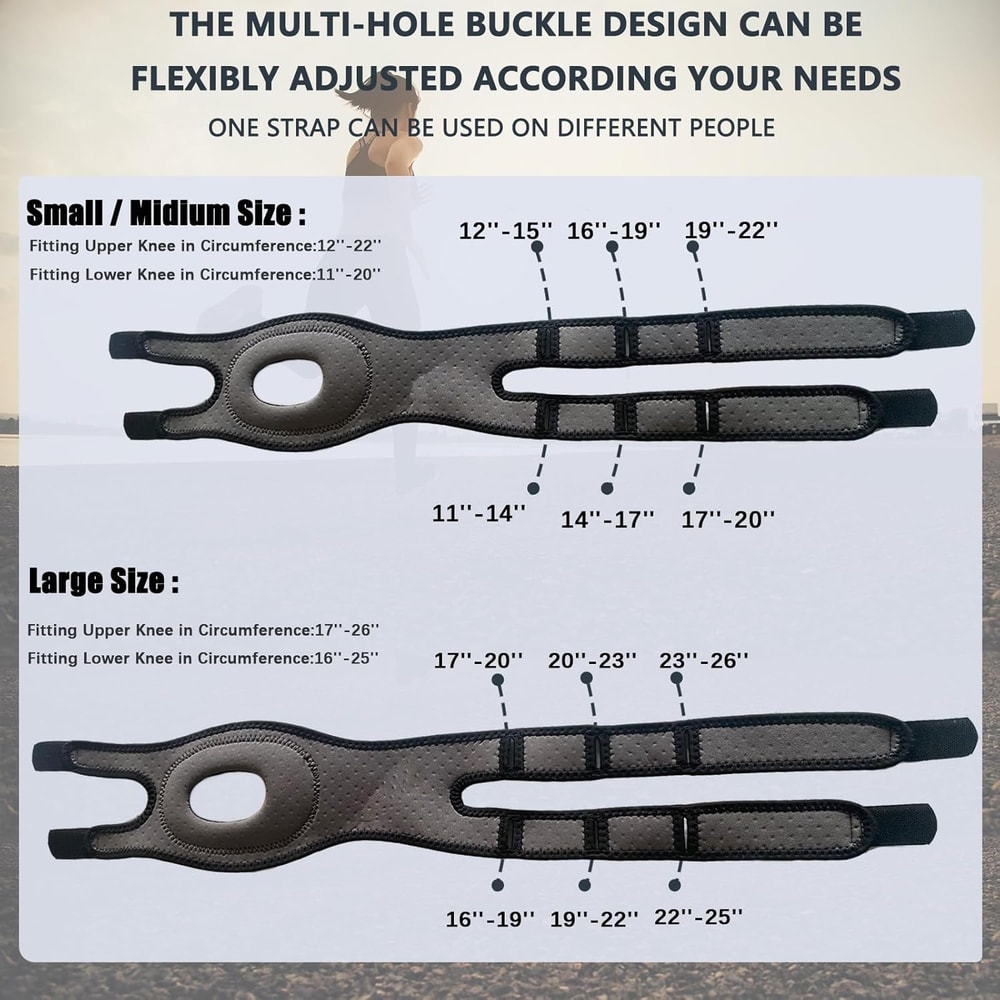 Knee Support Brace for Men & Women Adjustable Silicone Compression Sleeve Patellar Strap Wrap