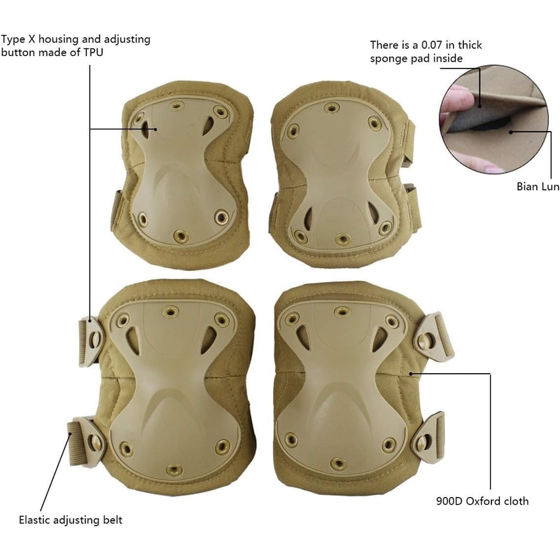 Premium Knee and Elbow Protective Pads Outdoor Safety Gear Set for Cycling Skateboarding and Paintball