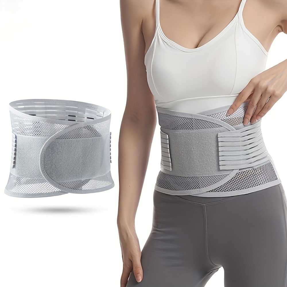 Adjustable Compression Waist Support Belt With Reinforced Plates And Breathable Mesh 2
