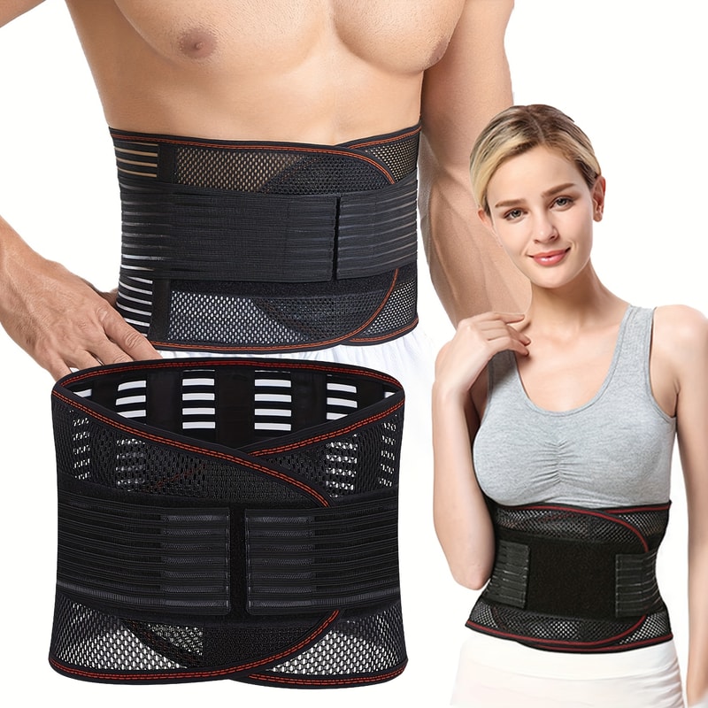 Adjustable Compression Waist Support Belt With Reinforced Plates And Breathable Mesh 7