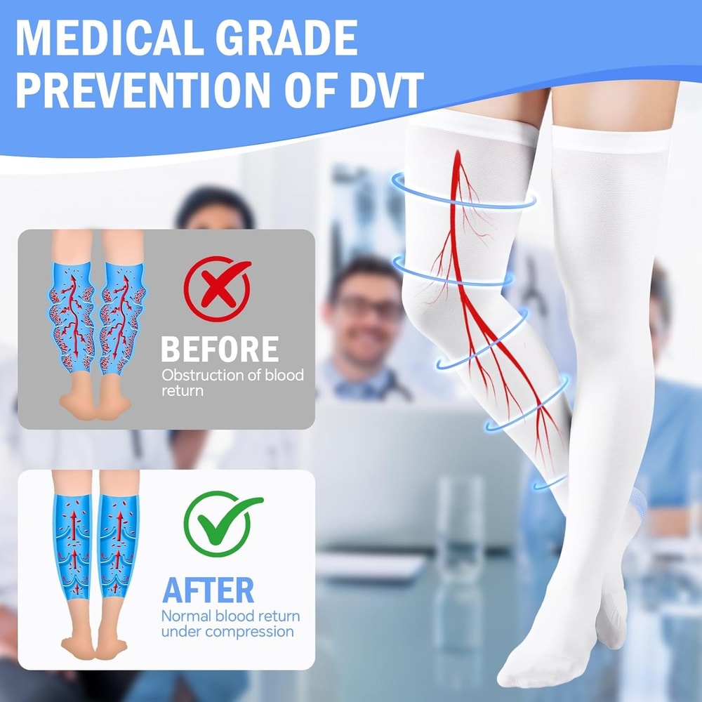 Compression Stockings Thigh High Support Hose For Women Men With Silicone Band 2
