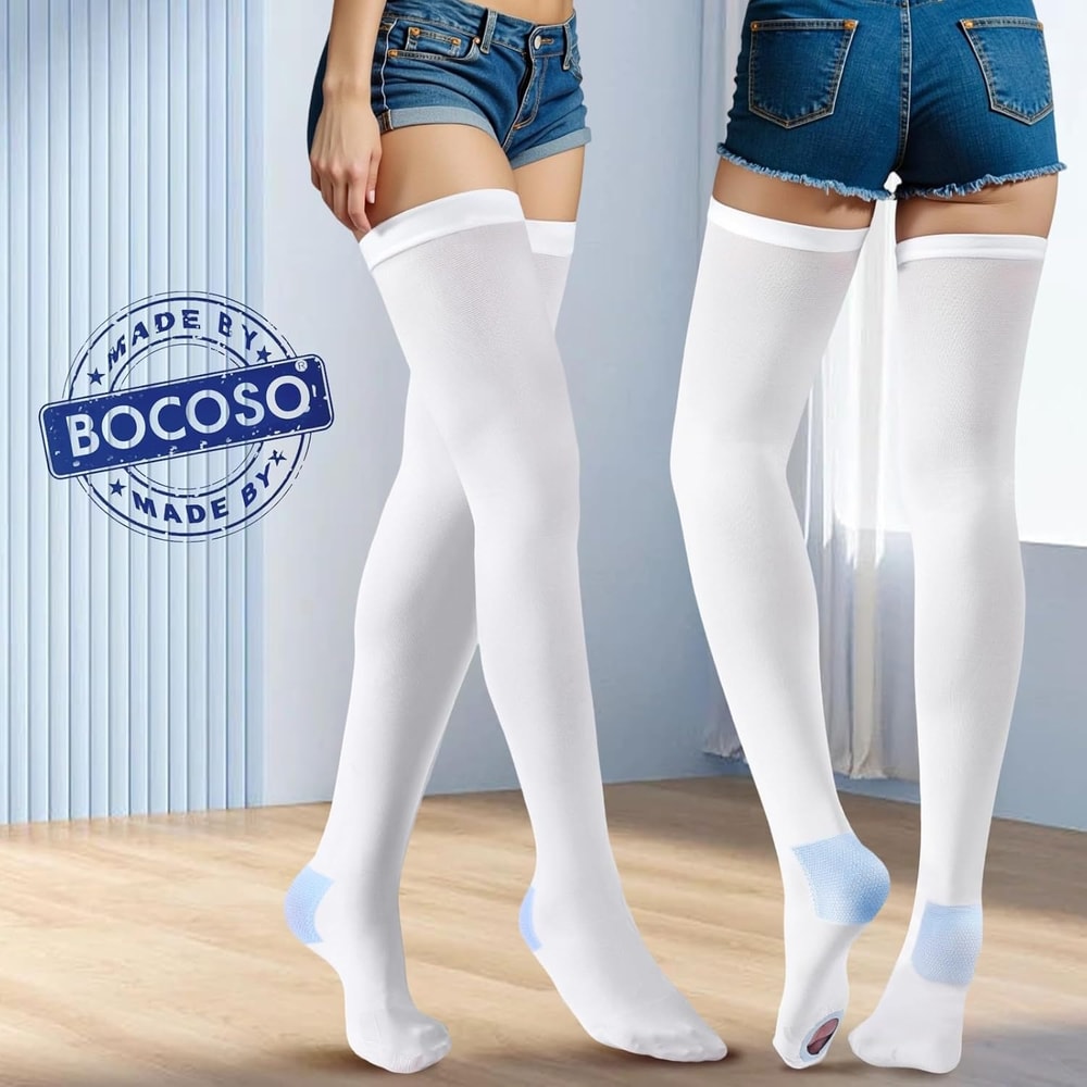 Compression Stockings Thigh High Support Hose For Women Men With Silicone Band 4