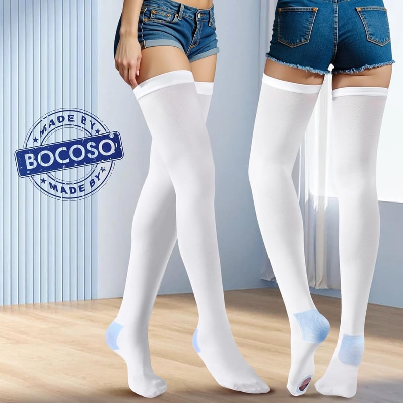 Compression Stockings Thigh High Support Hose For Women Men With Silicone Band 4