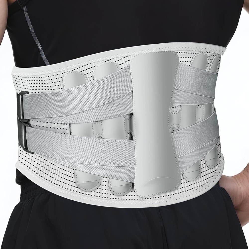 Back Brace for Lower Back Pain Steel Support with Adjustable Compression, Lumbar Support Belt for Men & Women.