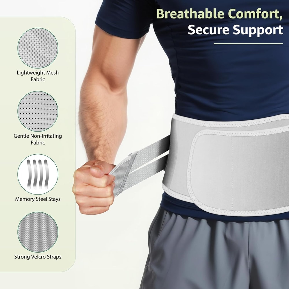 Back Brace for Lower Back Pain Steel Support with Adjustable Compression, Lumbar Support Belt for Men & Women.