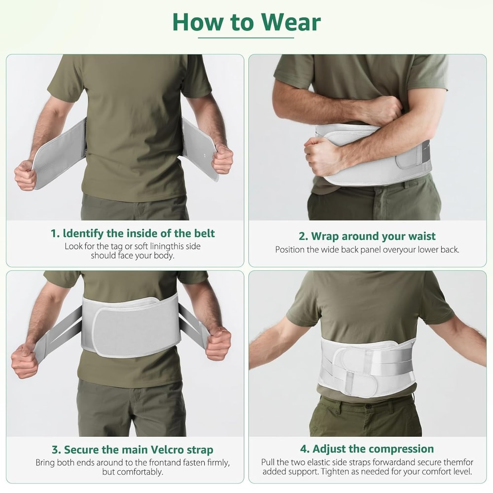Back Brace for Lower Back Pain Steel Support with Adjustable Compression, Lumbar Support Belt for Men & Women.