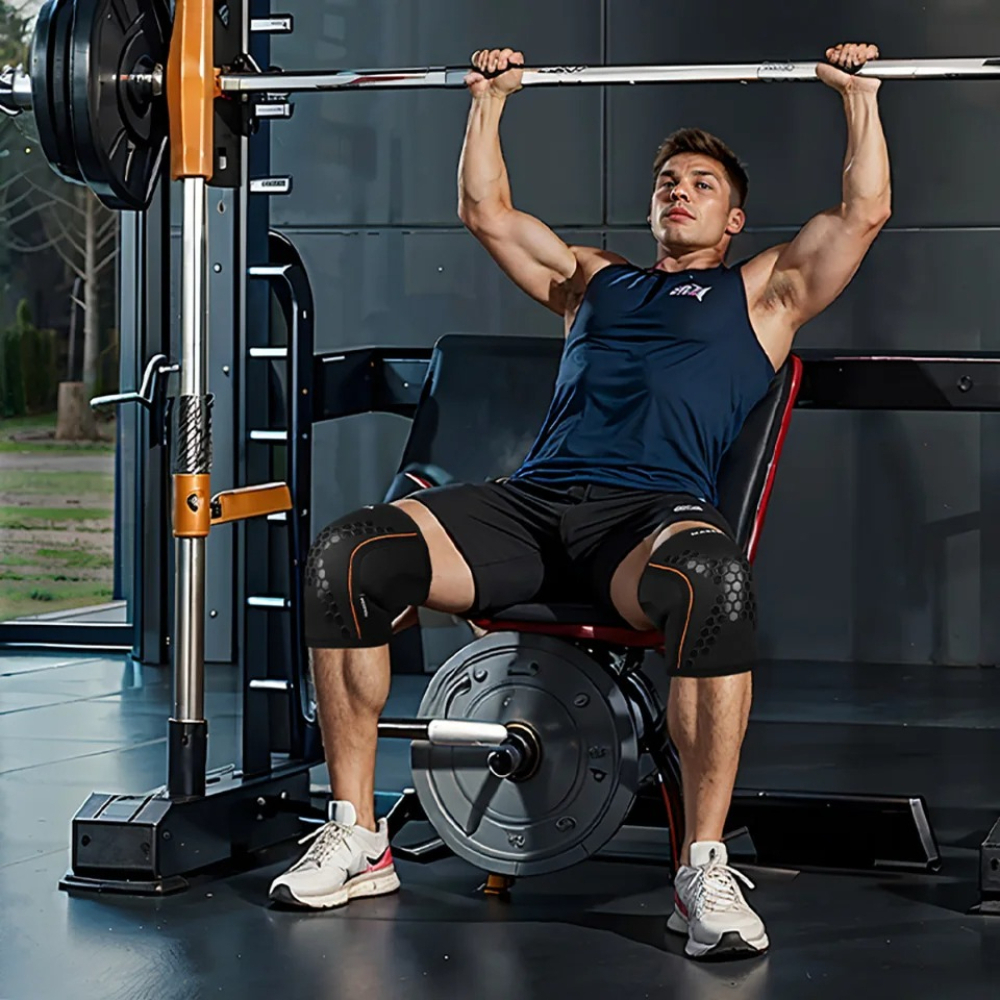 Pressurized Knee Pads For Weightlifting Squatting Honeycomb Neoprene Padded Support 4