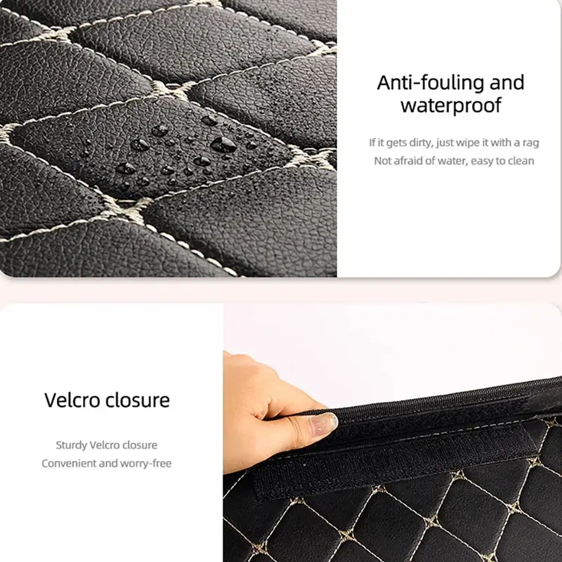 Car Trunk Storage Box Durable PU Leather Multiuse Organizer For Auto Storage And Car Interior 4