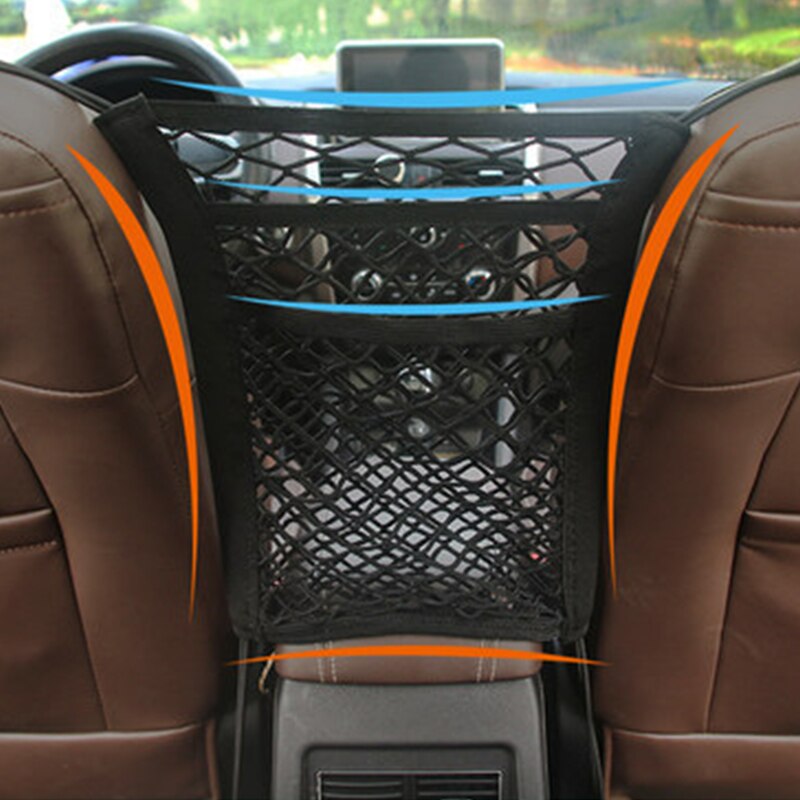 Universal Car Seat Organizer Net Elastic Mesh Storage Bag for Auto Accessories & Small Item Organization