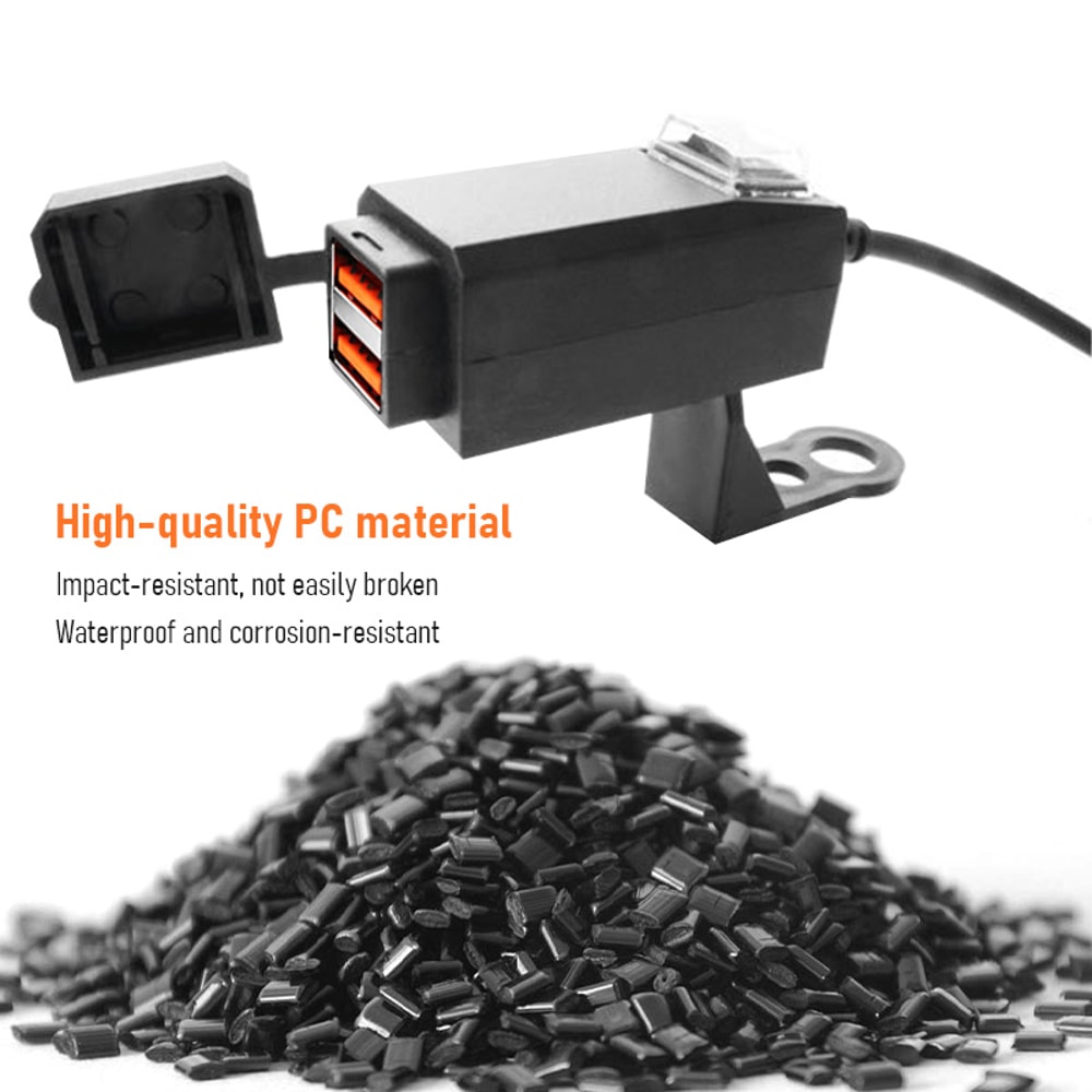 Waterproof Motorcycle USB Charger Dual Port Handlebar Power Adapter 3