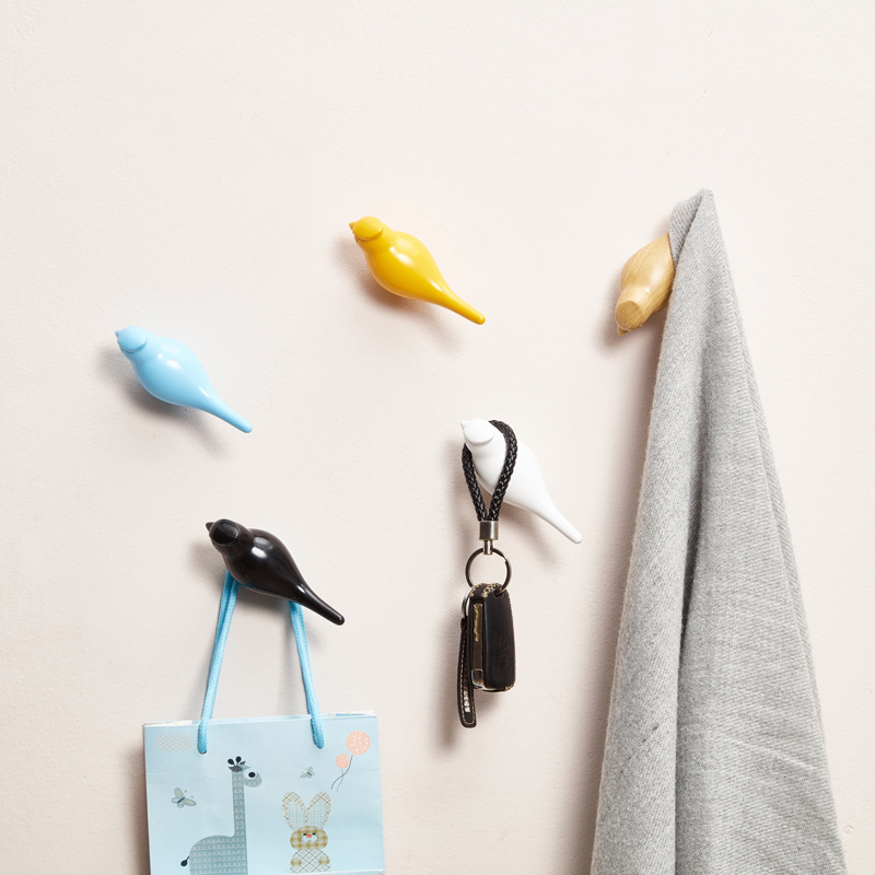 Creative Bird Wall Hook Resin Wood Grain Design Animal Shaped Coat Hook 2