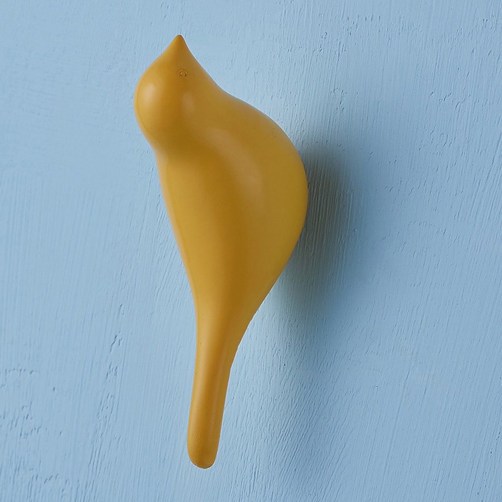 Creative Bird Wall Hook Resin Wood Grain Design Animal Shaped Coat Hook 8