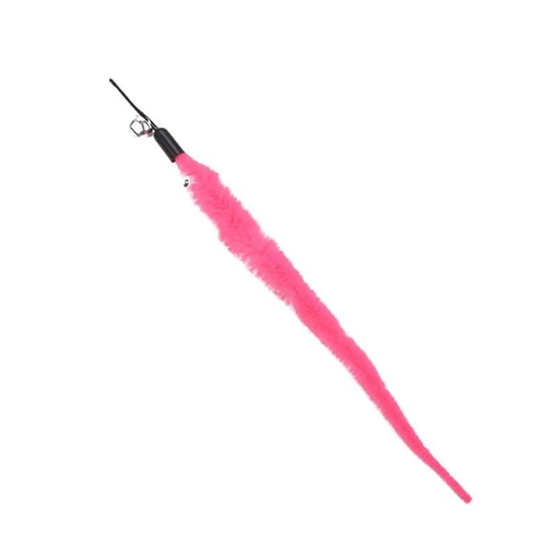 Colorful Cat Teaser Wand Rod Chase Toys Interactive Plush Worm Replacement Refills for Pet Play