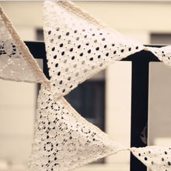 white lace wedding garland vintage fabric pennant bunting for parties and celebrations