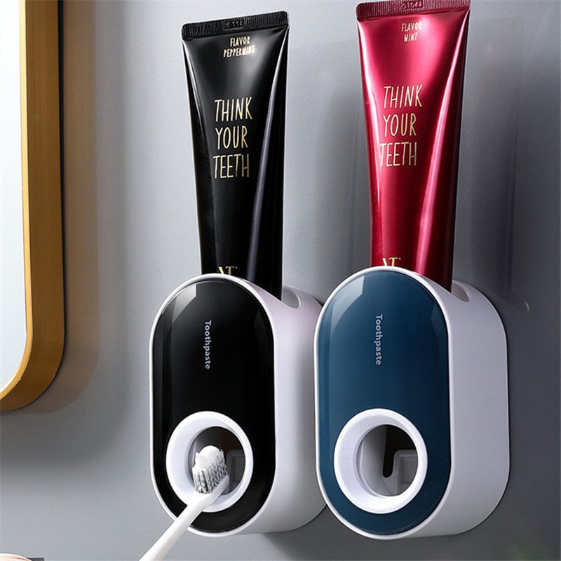 Wall Mount Automatic Toothpaste Dispenser & Toothbrush Holder Set Bathroom Accessories
