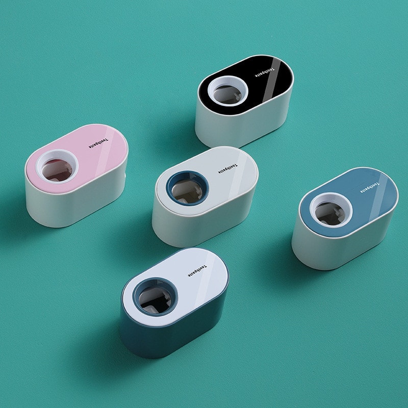 Wall Mount Automatic Toothpaste Dispenser & Toothbrush Holder Set Bathroom Accessories