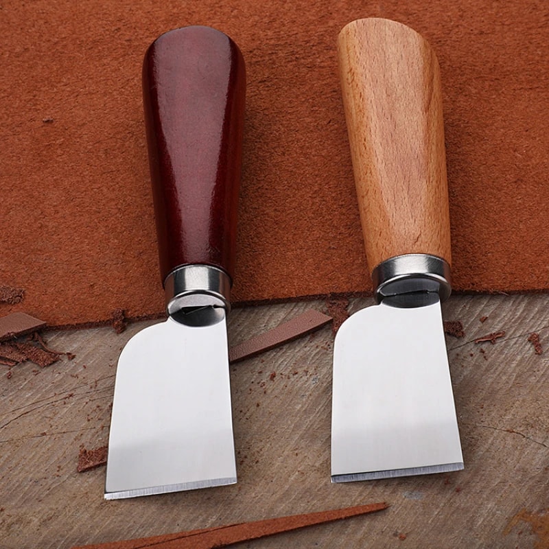 Sharp Leather Skiving Knife With Wooden Handle Precision Leather Cutting Tool 2