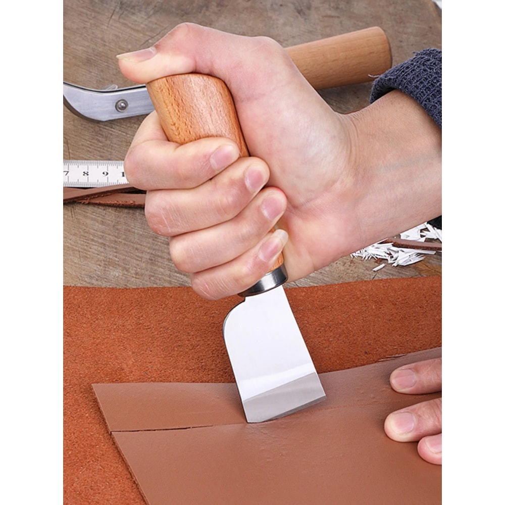 Sharp Leather Skiving Knife With Wooden Handle Precision Leather Cutting Tool 4