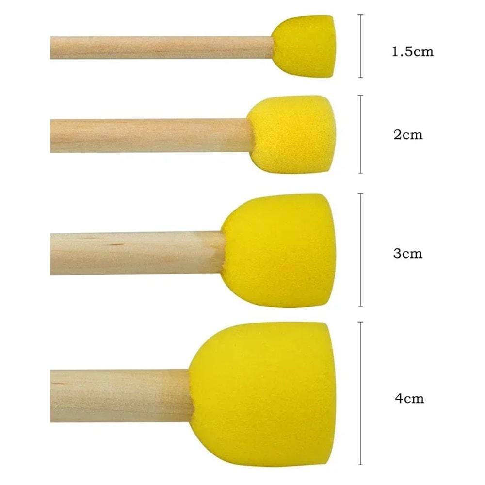 Round Sponge Paint Brushes Wooden Handle Childrens Drawing Pottery Modeling Tool 3