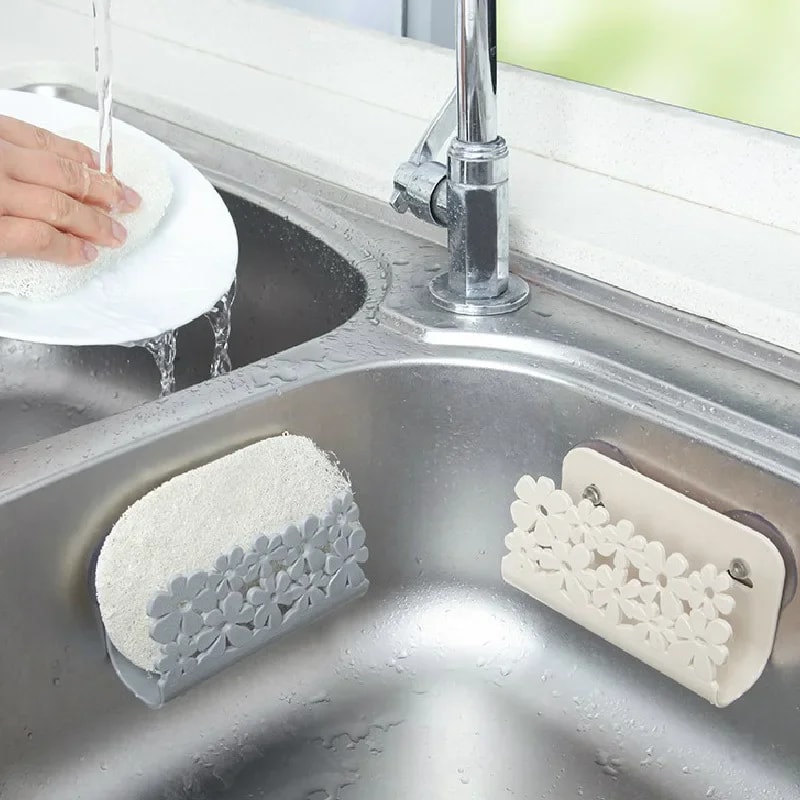 Suction Cup Kitchen Bathroom Drying Rack SpaceSaving Sponge And Dish Cloth Holder 0