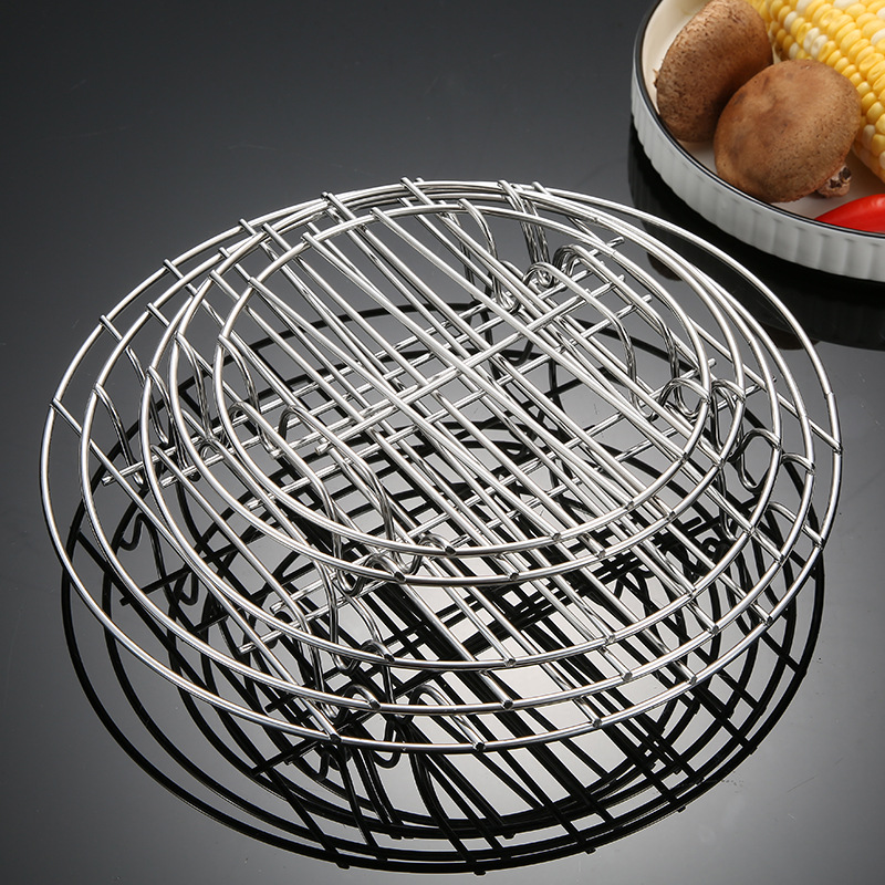 Stainless Steel Steaming Rack For Air Fryers Pots Round Cooking Tray For Baking And Steaming 3