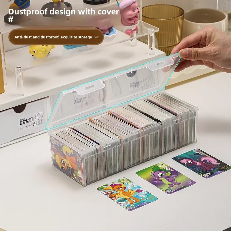 Clear Plastic Organizer Box for Game Cards with Adjustable Dividers Perfect Storage Solution for Collectors