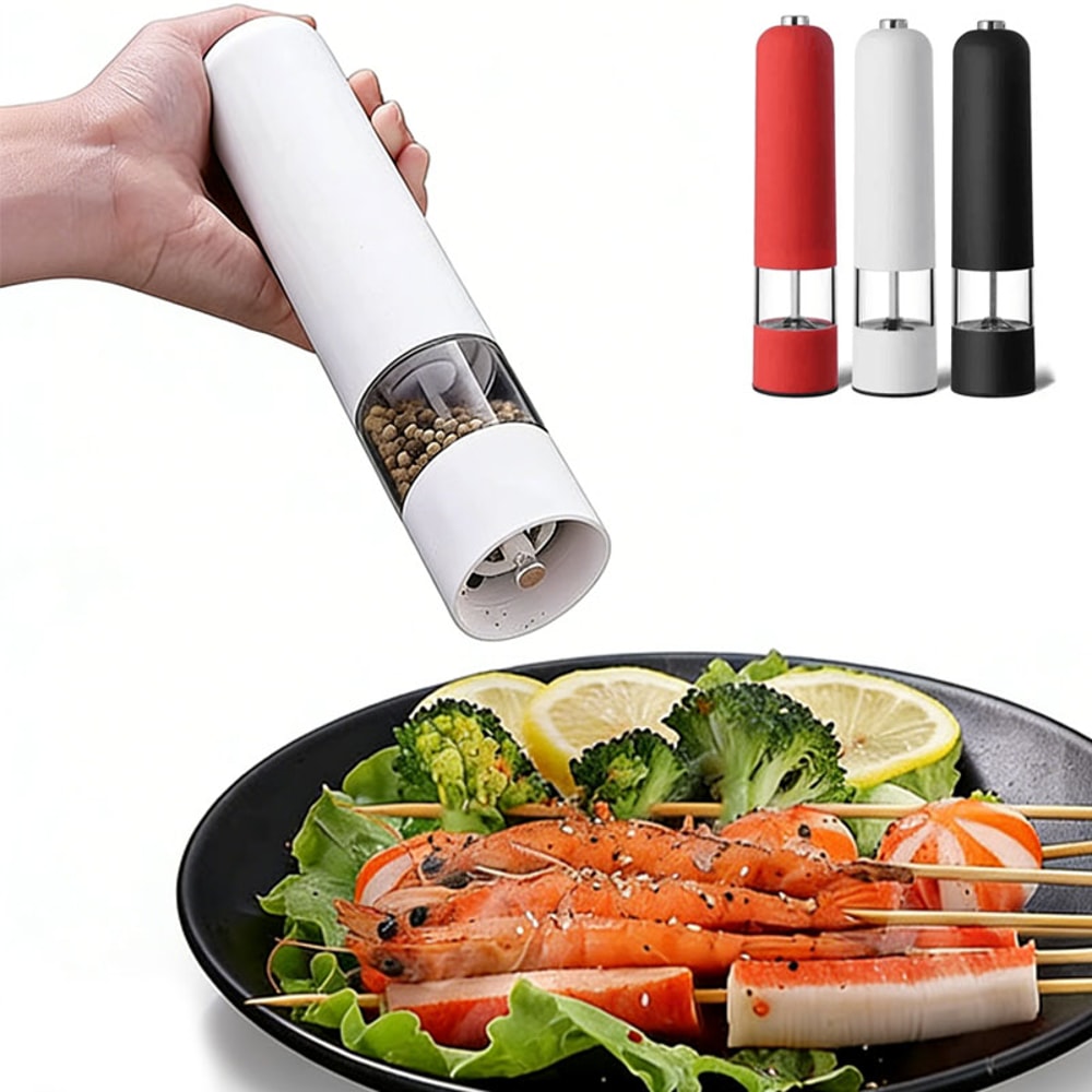 Electric Automatic Salt and Pepper Grinder with LED Light Adjustable Coarseness Spice Mill for Kitchen Cooking