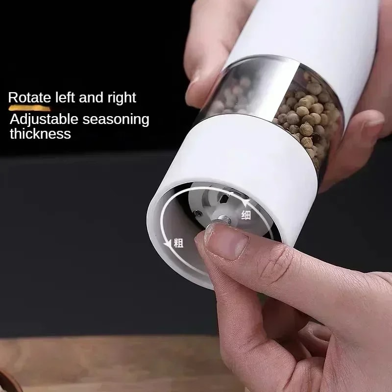Electric Automatic Salt and Pepper Grinder with LED Light Adjustable Coarseness Spice Mill for Kitchen Cooking
