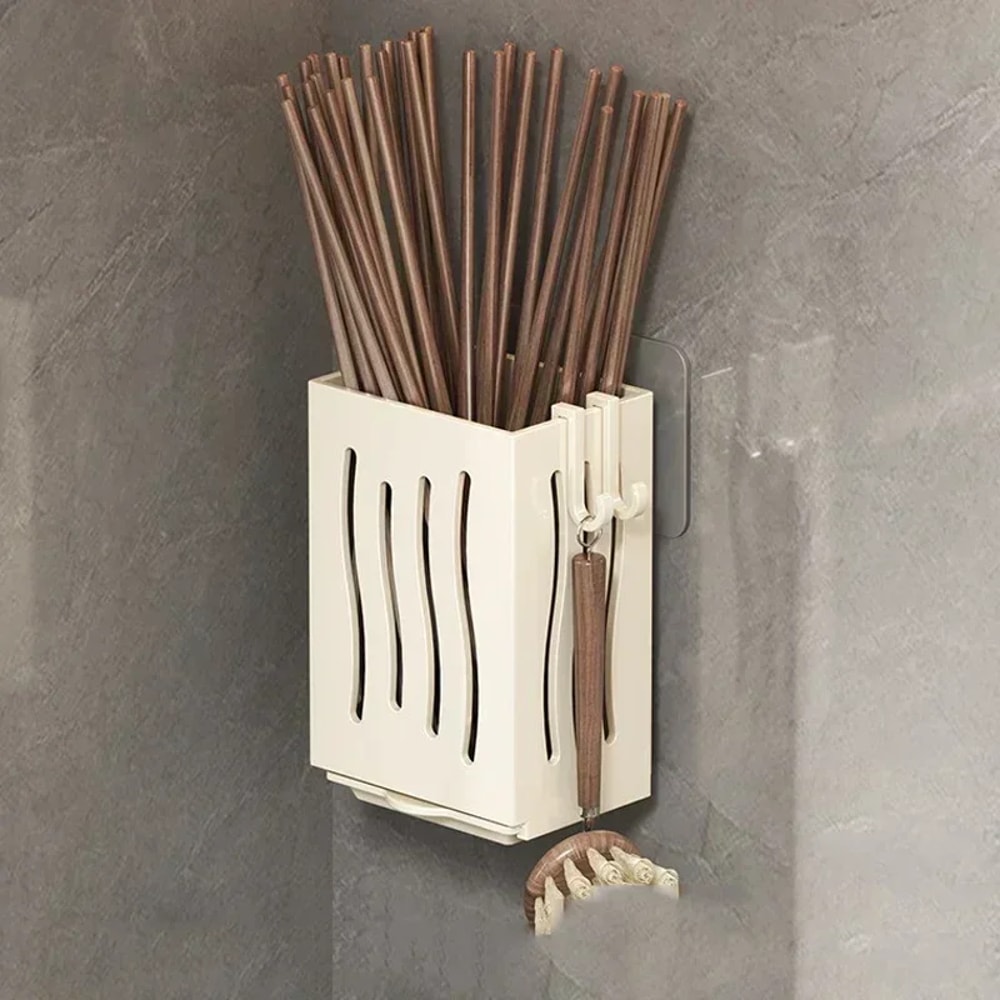 Multifunctional Kitchen Utensil Rack WallMounted Or Freestanding Plastic Cutlery Storage With Drain 5