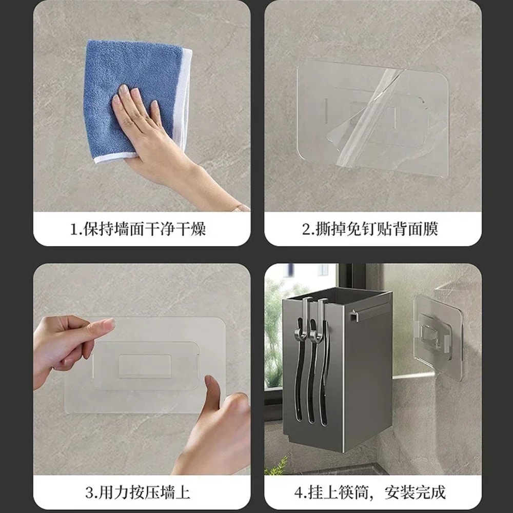 Multifunctional Kitchen Utensil Rack WallMounted Or Freestanding Plastic Cutlery Storage With Drain 4