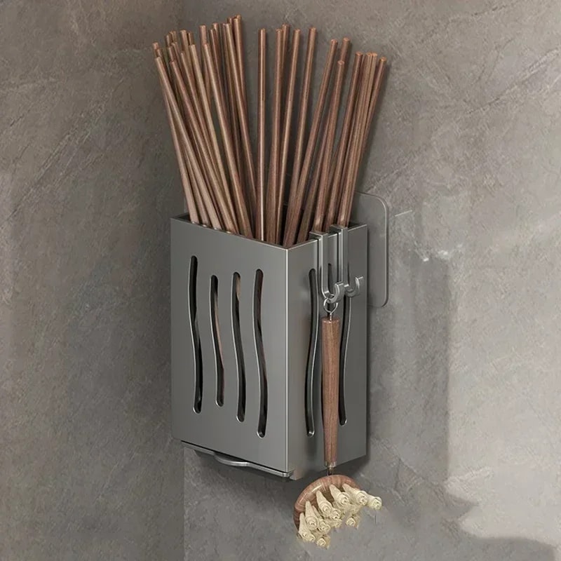 Multifunctional Kitchen Utensil Rack WallMounted Or Freestanding Plastic Cutlery Storage With Drain 7