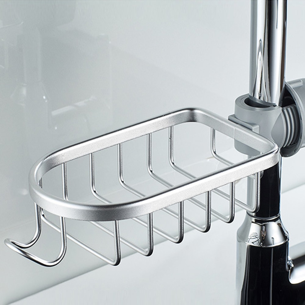 Adjustable Bathroom Faucet Storage Rack Shower Shampoo Soap Holder Kitchen Sink Drain Organizer 1