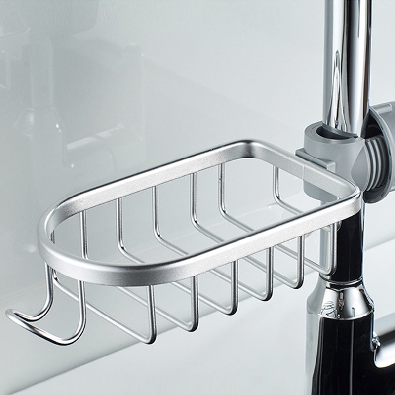 Adjustable Bathroom Faucet Storage Rack Shower Shampoo Soap Holder Kitchen Sink Drain Organizer 1
