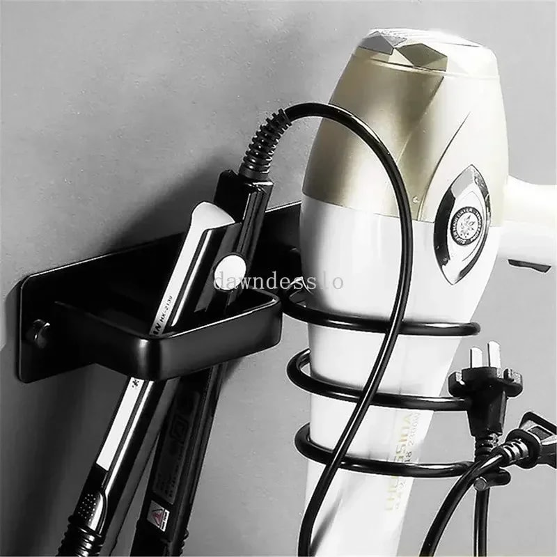 WallMounted Hair Dryer And Straightener Holder Organized Bathroom Storage Rack For Hair Tools 1