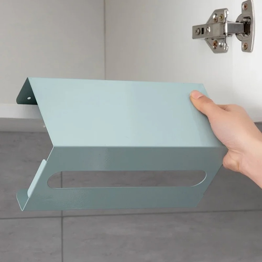 Under Cabinet Paper Towel Holder And Tissue Box Organizer With Strong Iron Load Bearing Rack 3