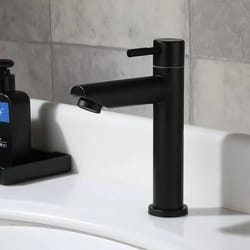 stainless steel basin faucet modern single cold water tap in black silver color deck mounted, lengthened & raised.