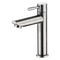 Stainless Steel Basin Faucet Modern Single Cold Water Tap in Black Silver Color Deck Mounted, Lengthened & Raised.