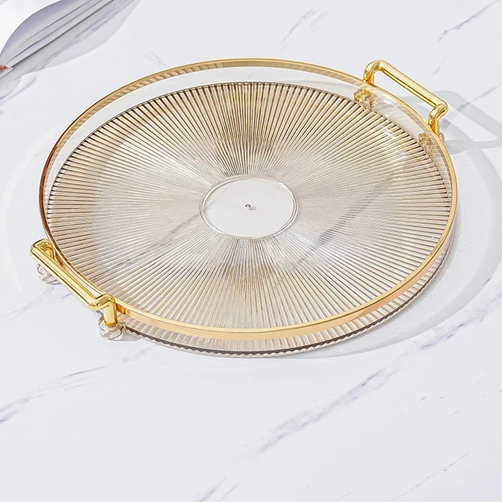 Round Acrylic Storage Tray for Coffee Table & Tea Cup Organization Elegant Home Decor Tray for Aromatherapy & Tea Cups