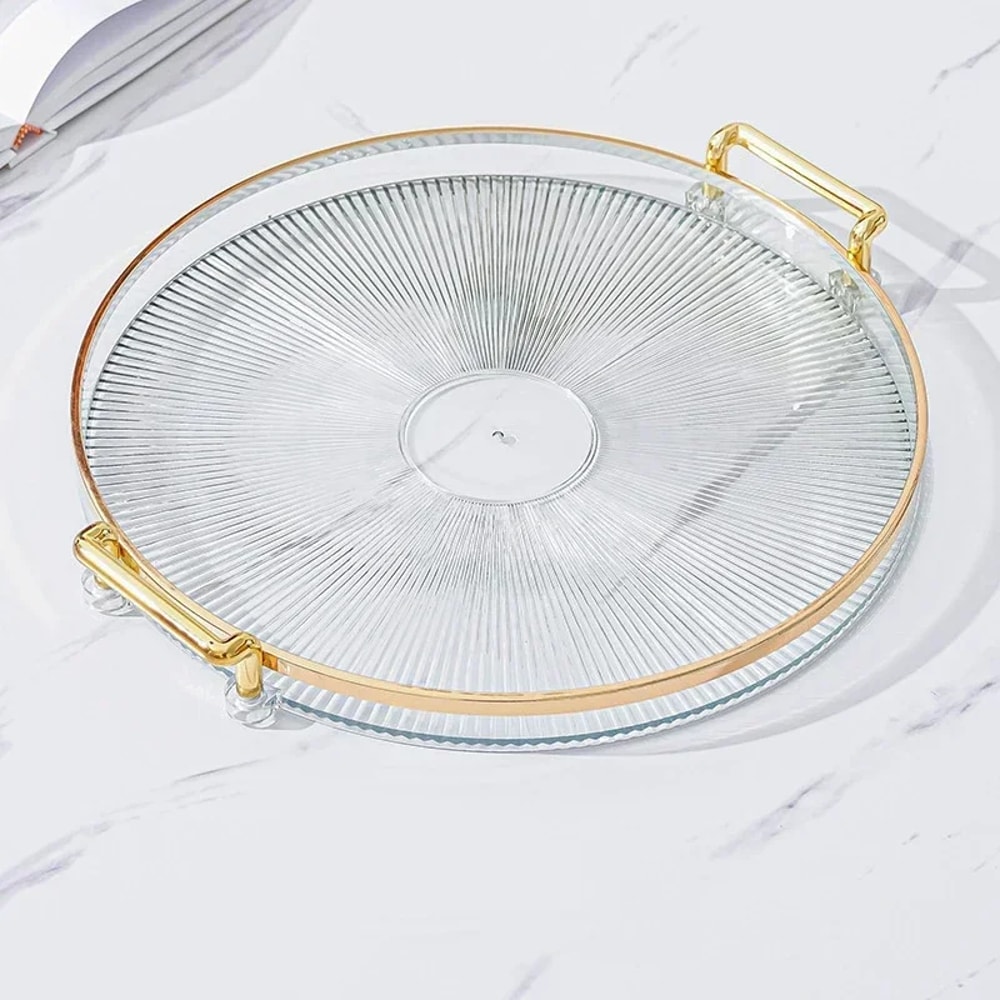 Round Acrylic Storage Tray for Coffee Table & Tea Cup Organization Elegant Home Decor Tray for Aromatherapy & Tea Cups