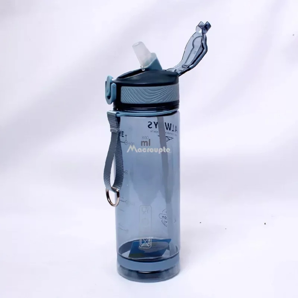 Sports Water Bottle with Straw BPA Free Transparent Plastic Drinkware for Camping, Hiking, and Outdoor Activities