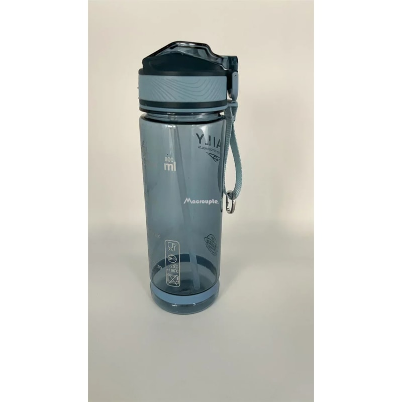 Sports Water Bottle with Straw BPA Free Transparent Plastic Drinkware for Camping, Hiking, and Outdoor Activities