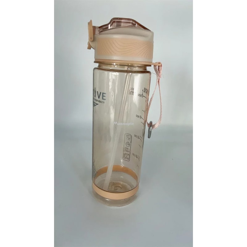 Sports Water Bottle with Straw BPA Free Transparent Plastic Drinkware for Camping, Hiking, and Outdoor Activities
