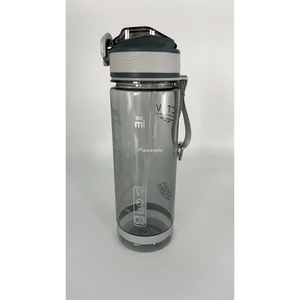 Sports Water Bottle with Straw BPA Free Transparent Plastic Drinkware for Camping, Hiking, and Outdoor Activities