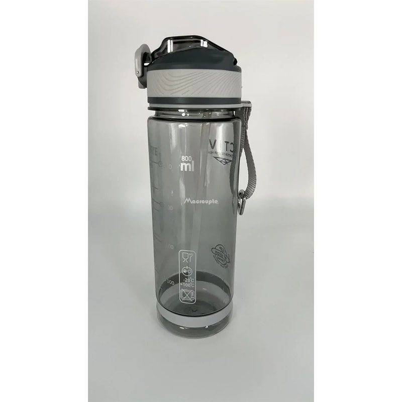 Sports Water Bottle with Straw BPA Free Transparent Plastic Drinkware for Camping, Hiking, and Outdoor Activities