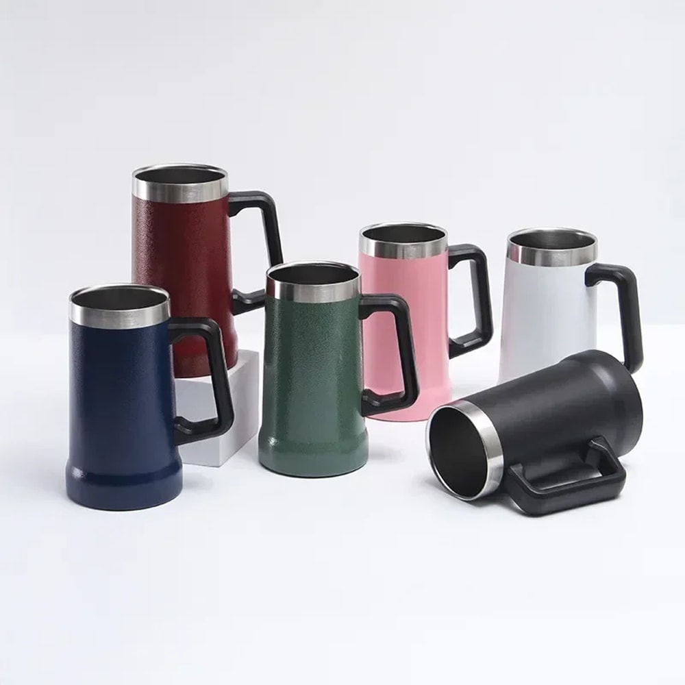 Large Capacity Thermal Mug For Beer Hours Ice Cold Stainless Steel Handle Beer Mug Thermos 2