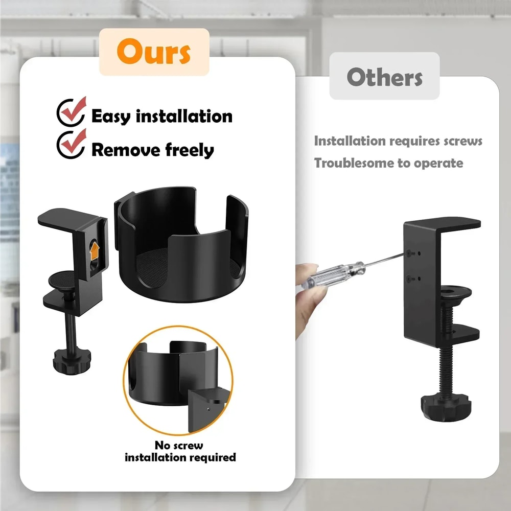 Adjustable Desk Cup Holder Stand Universal Arm Clamp For Coffee Mugs Water Bottles And More 1