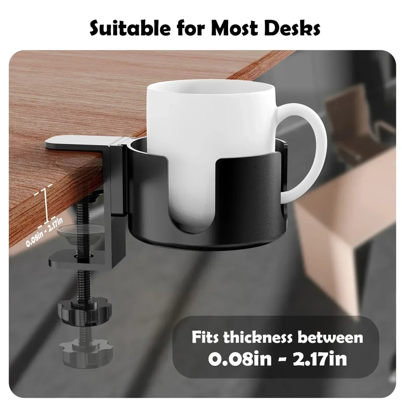 Adjustable Desk Cup Holder Stand Universal Arm Clamp For Coffee Mugs Water Bottles And More 3