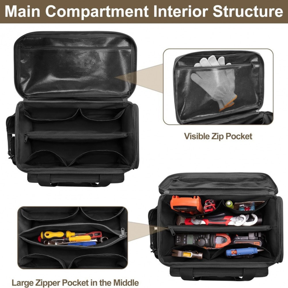 Heavy Duty Tool Organizer With Pouch Bags And NonSlip Base For Electricians Carpenters And Repairme 3