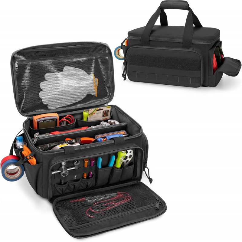 Heavy Duty Tool Organizer With Pouch Bags And NonSlip Base For Electricians Carpenters And Repairme 6